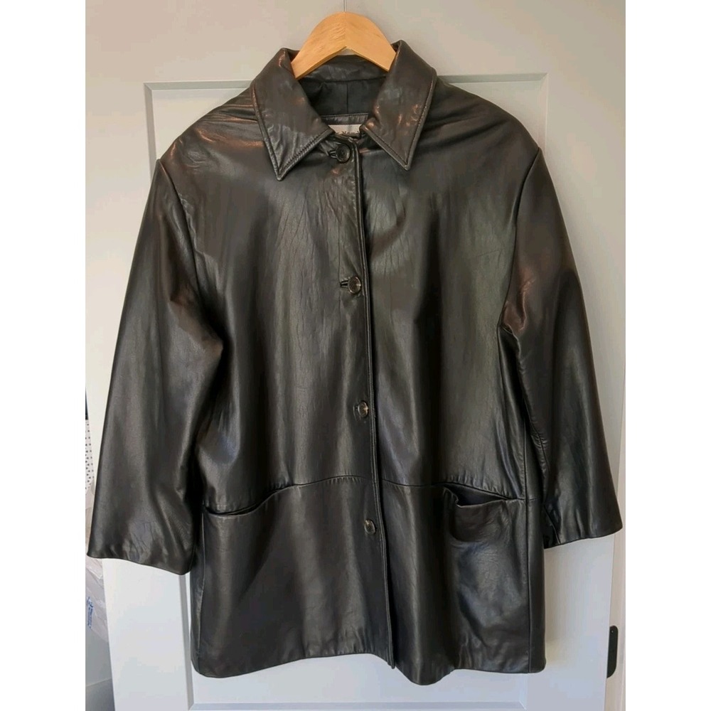 Marc New York Men's Black‎ Button Down Leather Jacket Size Medium